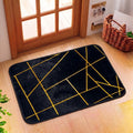 Luxurious Gold Stripe Anti-Slip Faux Rabbit Fur Mat