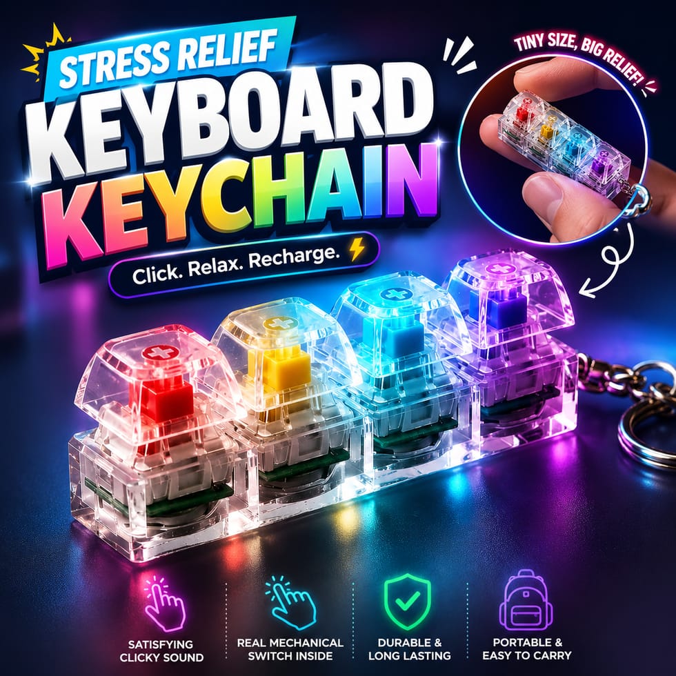 KEYBOARD LED FIDGET KEYCHAIN
