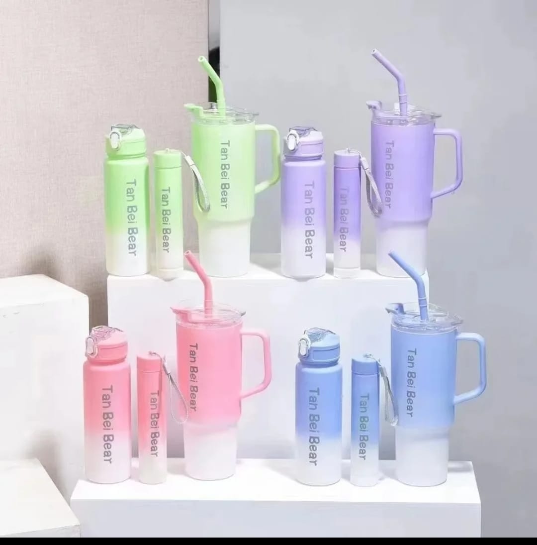 Pack of 3 Plastic Tumbler Water Bottles