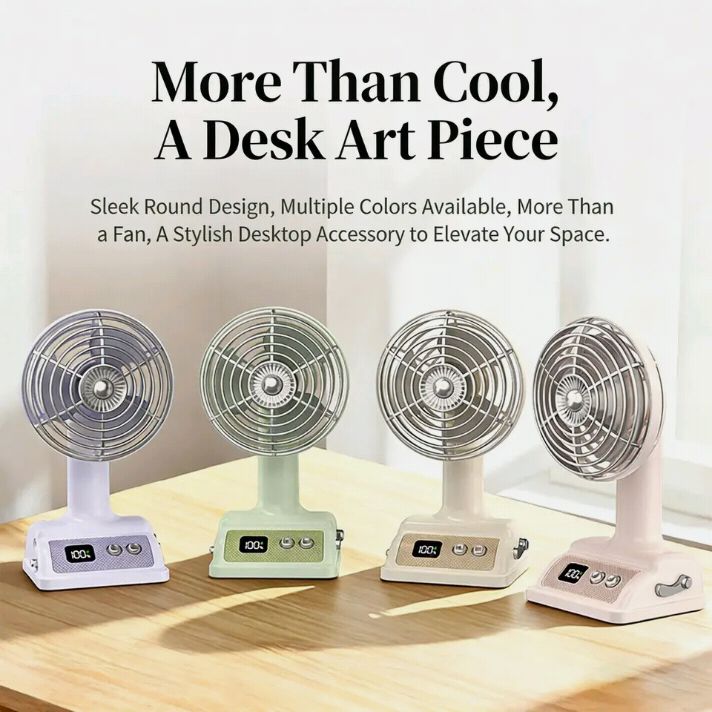 Vintage Style Digital Display 100 Speed Table Fan