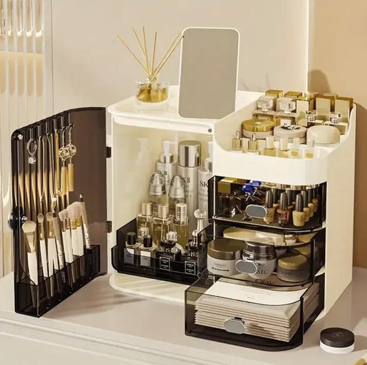 3 Drawer & One Door Acrylic Cosmetic Organizer