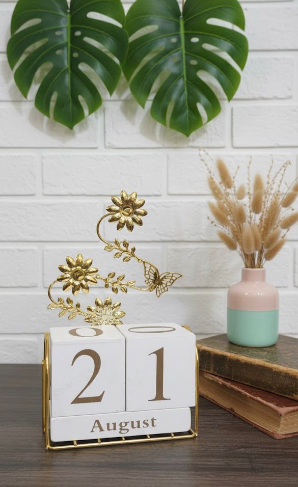 Perpetual Calendar with Gold Accents -  Decor