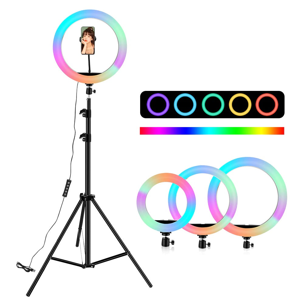 26 Cm RGB ring light with 7 fit stand  - Lighting Studio