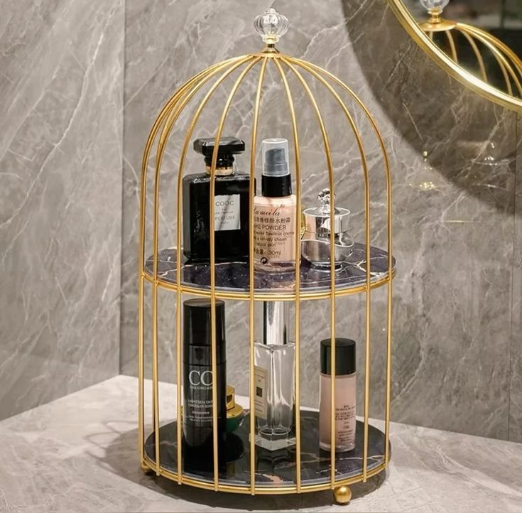 2-Tier Golden Vanity Cage