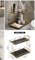 2-Tier Rectangular Golden Vanity Stand - Organizer