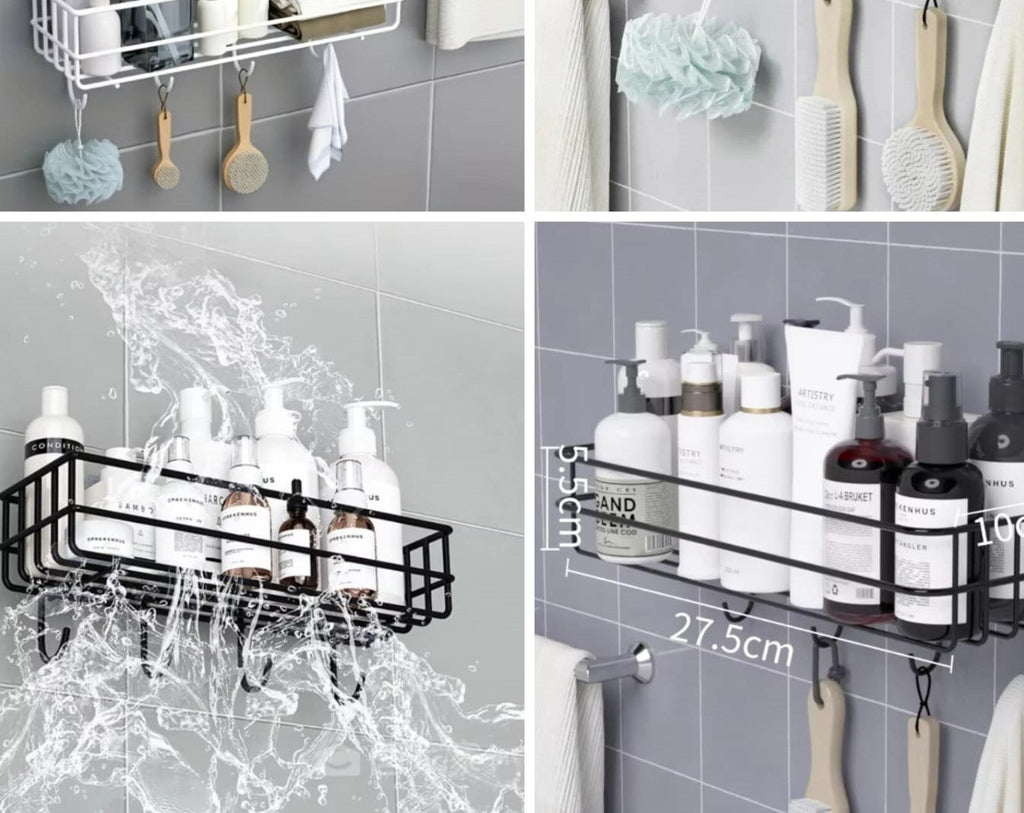 Self-adhesive Iron Wall Shelf With Hook  (Each) - Organizer