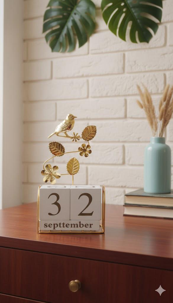 Perpetual Calendar with Gold Accents -  Decor