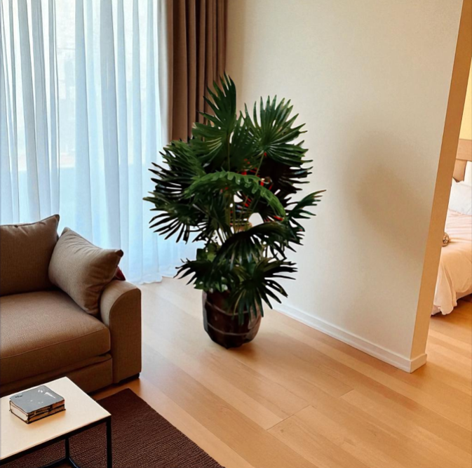 Faux Decorative Plants with  Wood Base