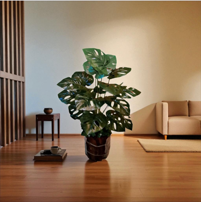 Faux Decorative Plants with  Wood Base