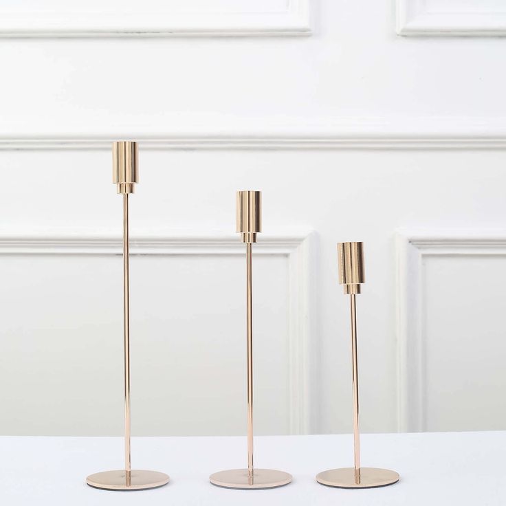 Gold Metal Candle Holders Set of 3