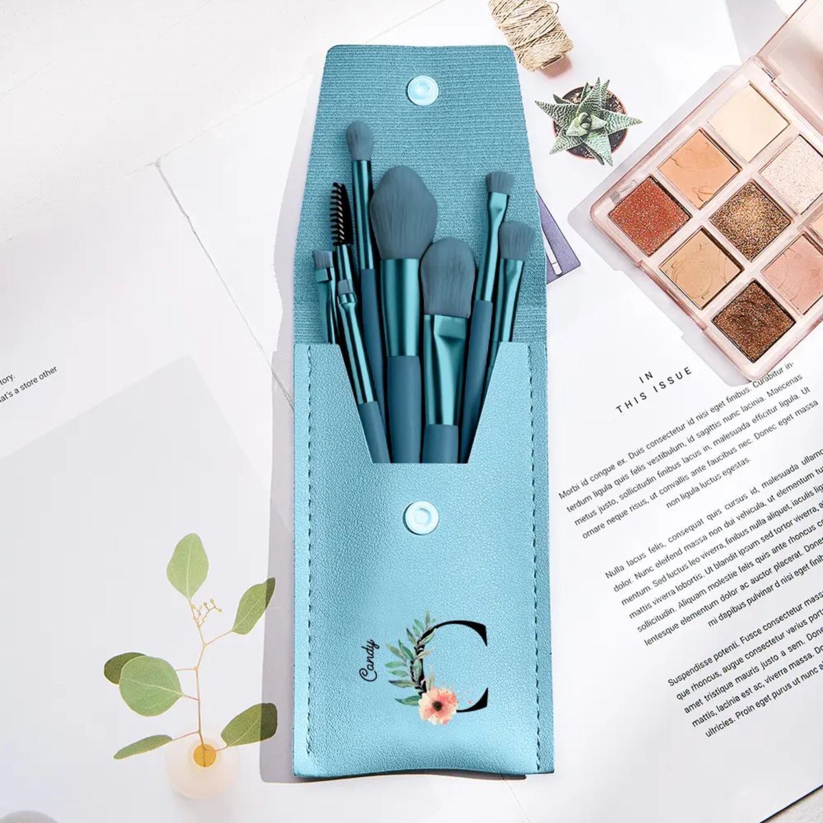 8 Pcs Leather Pouch Makeup Brush Set (Soft Bristles) - WS