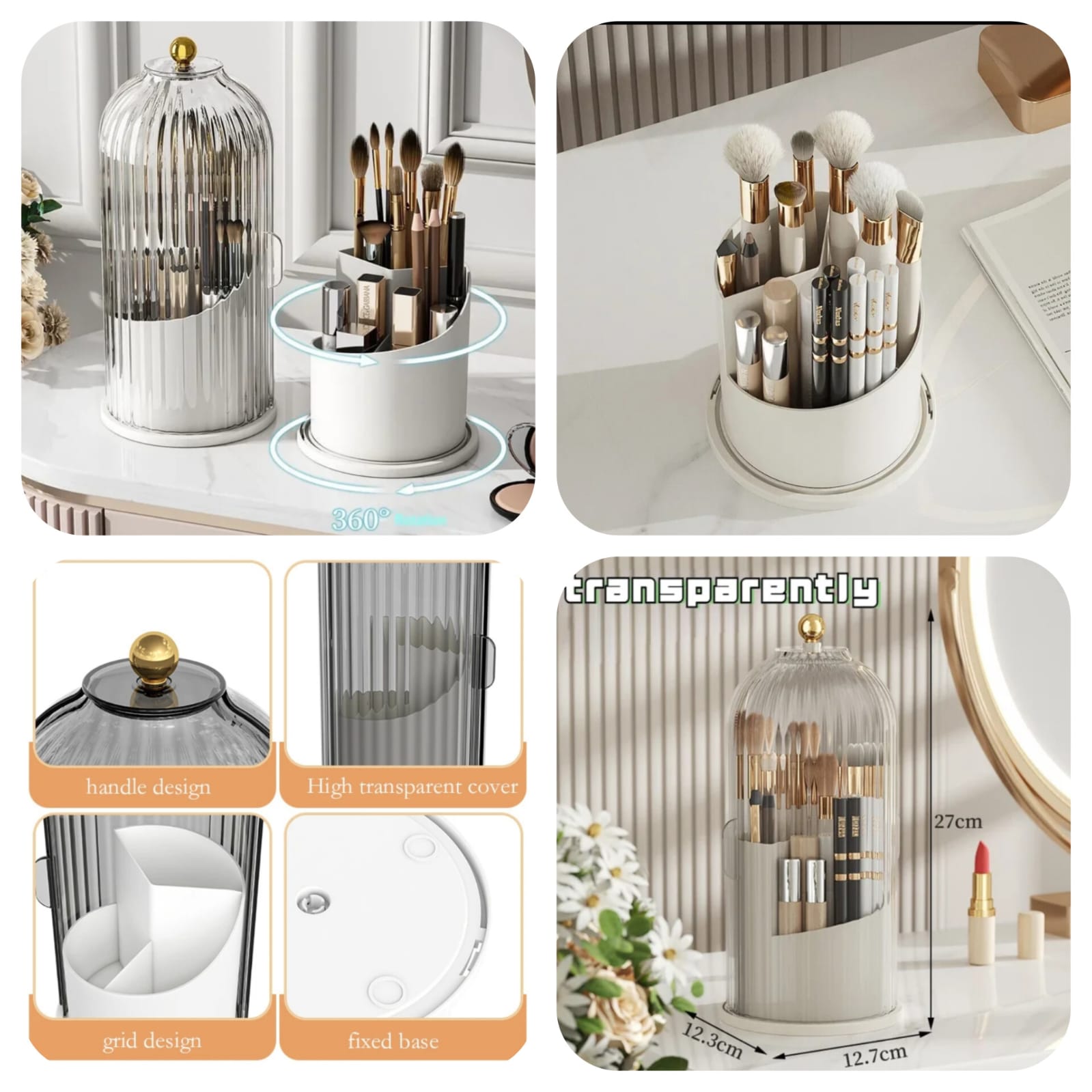 Luxury Rotatable Brush Holder - Oragnizer