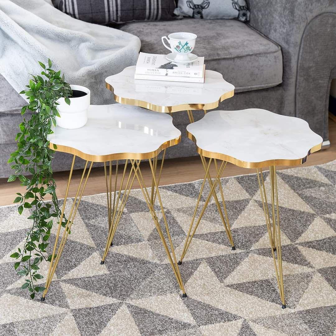 Luxury Gold Coffee Tables - Set of 3