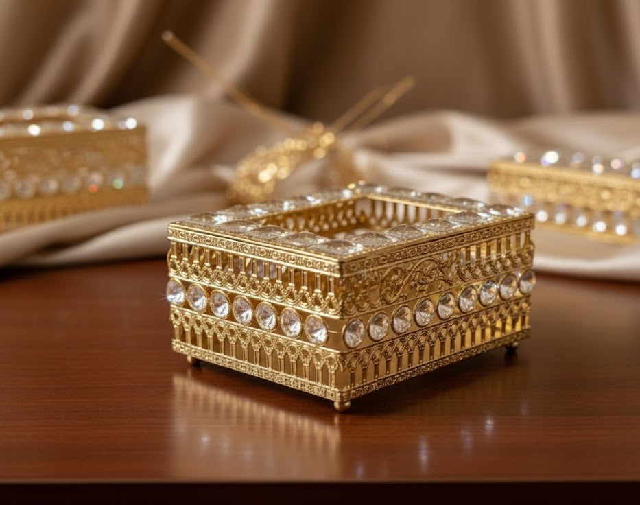 Premium Gold Filigree Tissue Box - Each