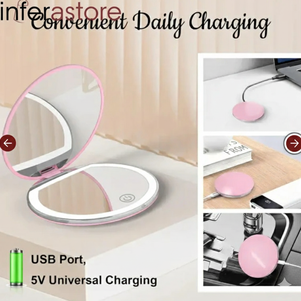 Portable Dual-View Makeup Mirror