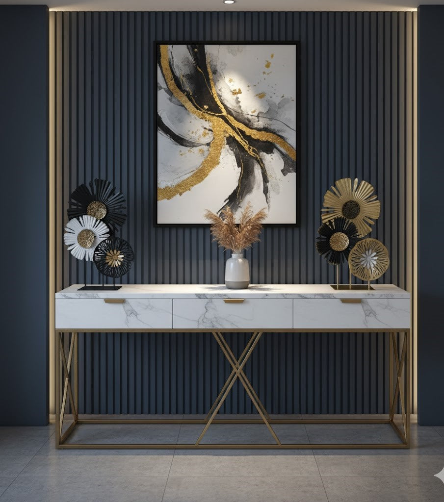 Metallic Floral Sculpture Set - Decor