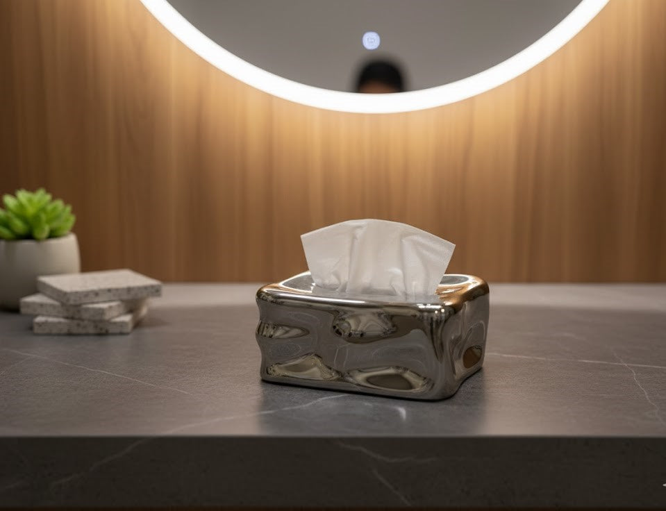 Chrome and Matte Finish Decorative Tissue Box
