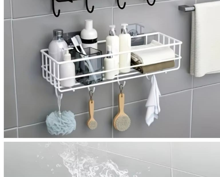 Self-adhesive Iron Wall Shelf With Hook  (Each) - Organizer