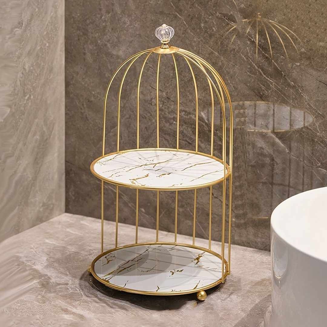 2-Tier Golden Vanity Cage - Organizer